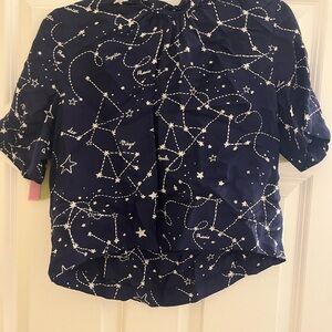 Sandro Midnight Blue Star Pattern Blouse